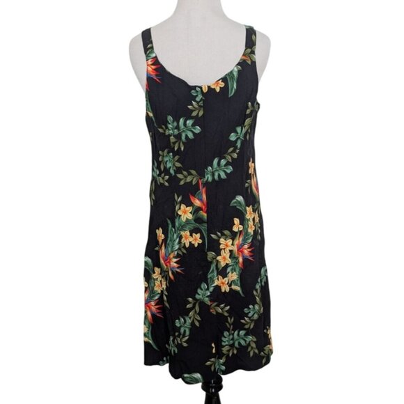 Vintage Hawaiian Floral Dress Womens Size Small Black Bird of Paradise Tropical - Picture 6 of 9